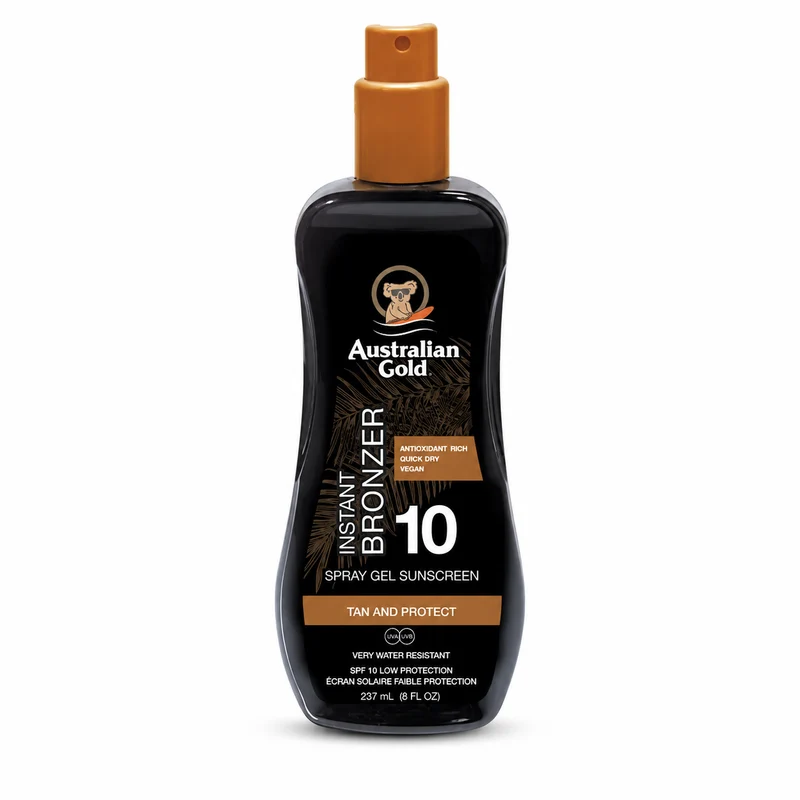 Australian Gold SPF10 Spray Gel with Bronzer 237 ml
