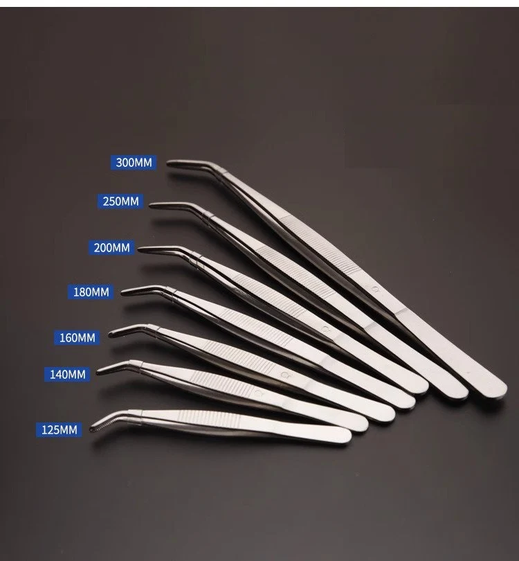 Pinzetta con punta ricurva, lunghezza da 10 a 30 cm