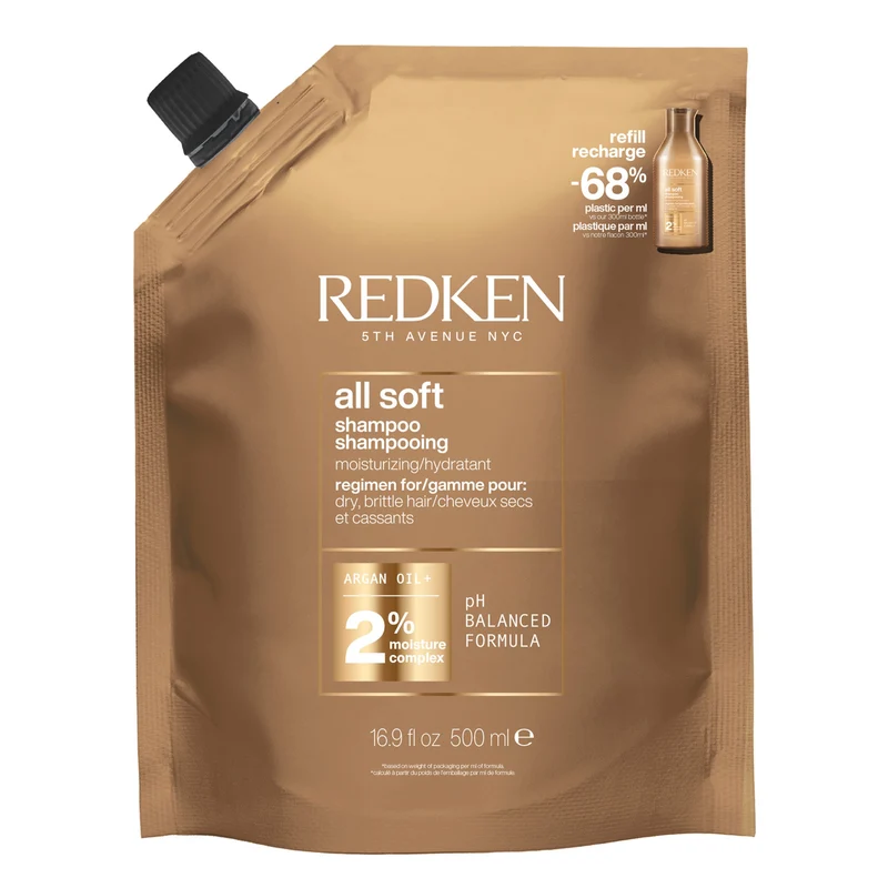 Redken All Soft Shampoo refill 500 ML – Ricarica Shampoo per Capelli Secchi