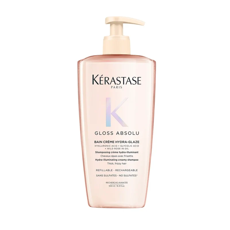 Kérastase Gloss Absolu Bain Crème Hydra Glaze 500 ml – Shampoo Anticrespo Effetto Gloss Capelli Spessi