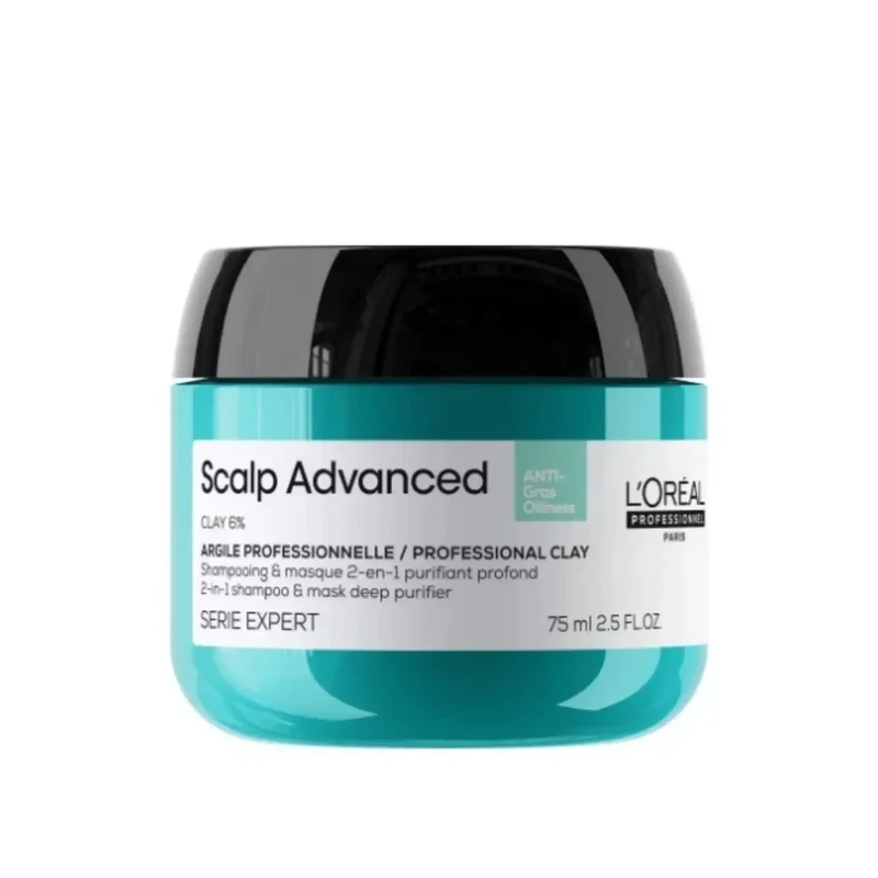L’Oréal Professionnel Scalp Advanced 2-in-1 Shampoo e Maschera Argilla Purificante 75 ml – Anti Cute Grassa
