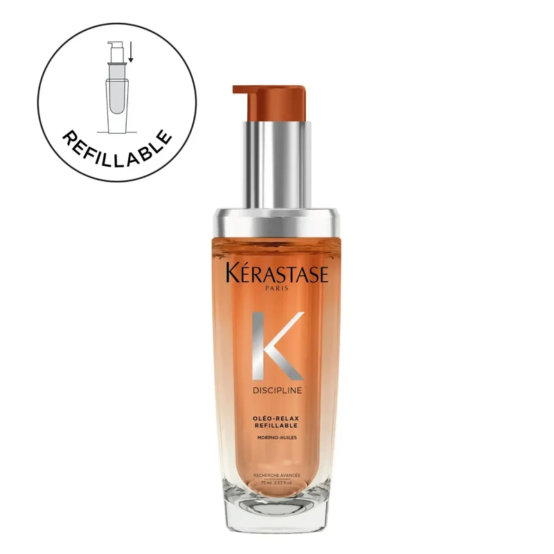Kérastase Discipline L’Huile Oléo-Relax 75ml olio disciplinante ricaricabile per capelli crespi, voluminosi e indisciplinati