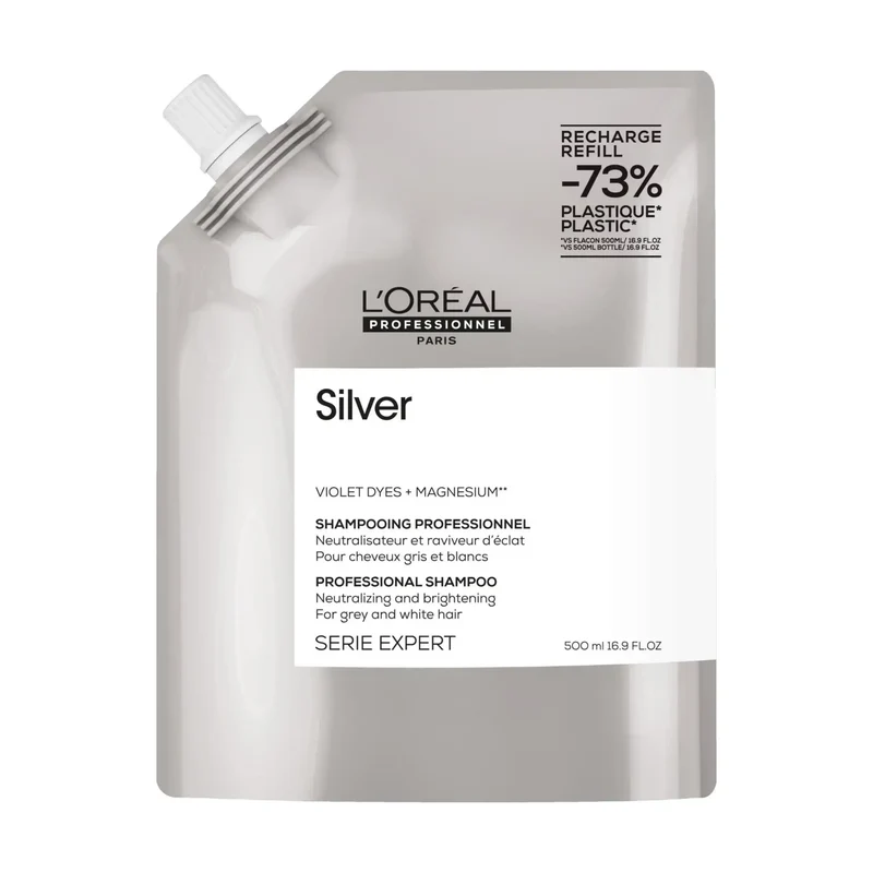 L'Oreal Refill Shampoo Silver 500ml - Antigiallo Capelli Bianchi o Grigi