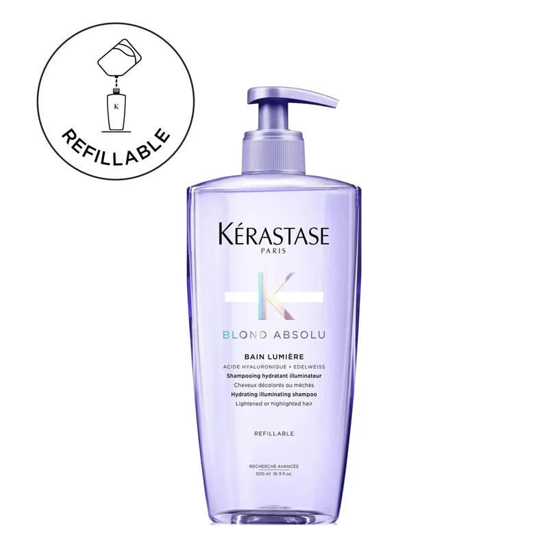 Kérastase Blond Absolu Bain Lumière 500 ml Ricaricabile – Shampoo Capelli Biondi, Grigi e Decolorati