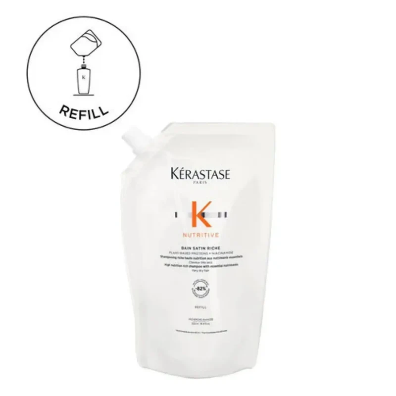 Kérastase Nutritive Bain Satin Riche Refill 500 ml – Ricarica Shampoo per Capelli Molto Secchi