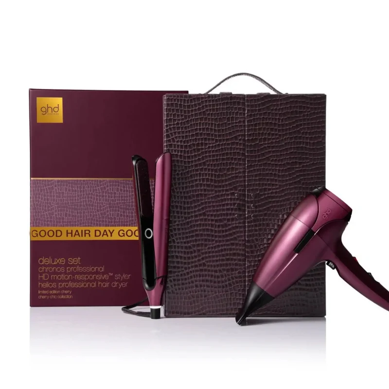 GHD Deluxe Gift Set Cherry Chic – Piastra + Asciugacapelli Professionali in Edizione Limitata