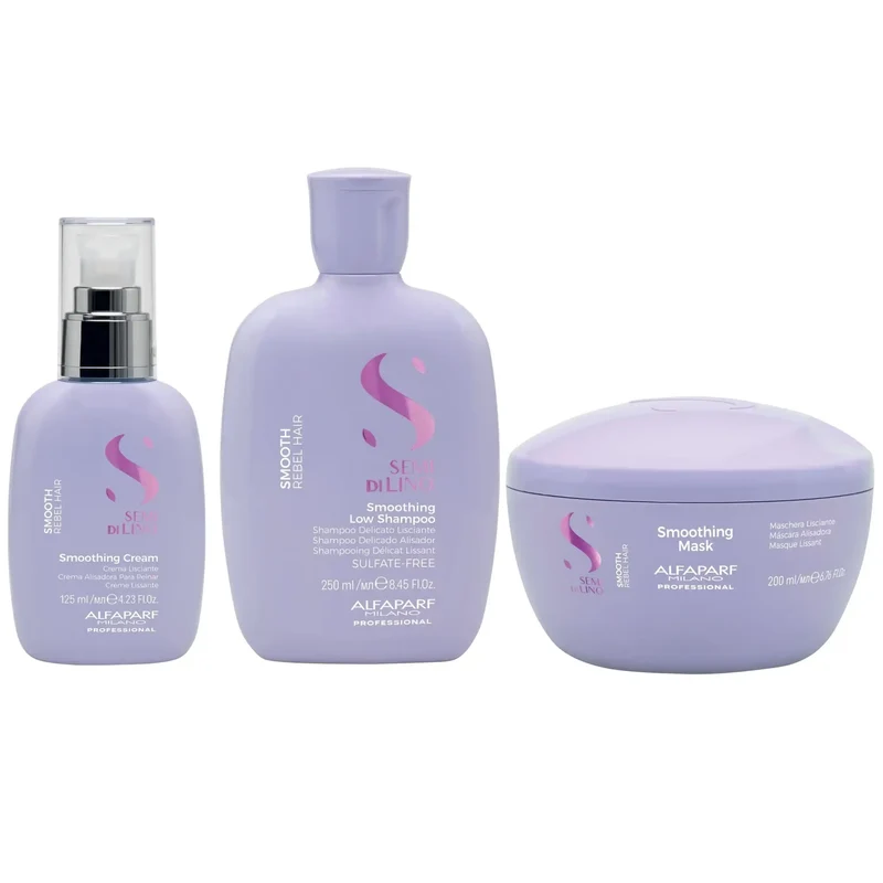 Alfaparf Semi di Lino Smoothing Trio: Shampoo, Maschera & Crema Leave-in Anti-Crespo