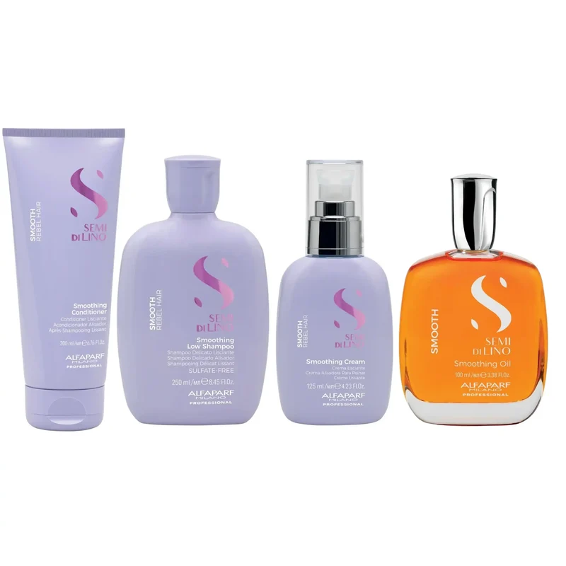 Routine Alfaparf Semi di Lino Smoothing con Olio Cristalli Liquidi – Capelli Lisci, Setosi e Anti-Crespo