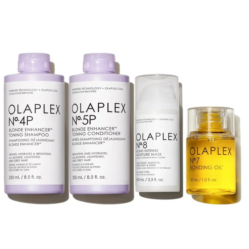 Kit Olaplex Nº.4P + Nº.5P + Nº.7 + Nº.8 – La routine definitiva per un biondo perfetto, luminoso e sano