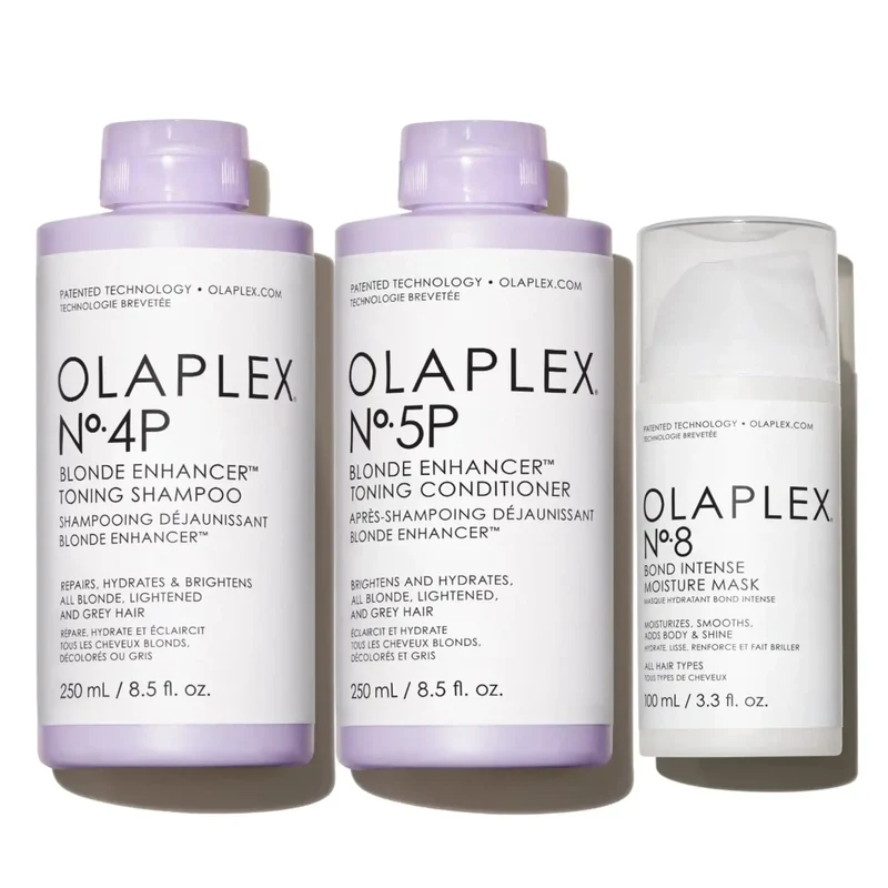 Kit Olaplex Nº.4P + Nº.5P + Nº.8 – Tonalizza, idrata e ripara i tuoi capelli biondi