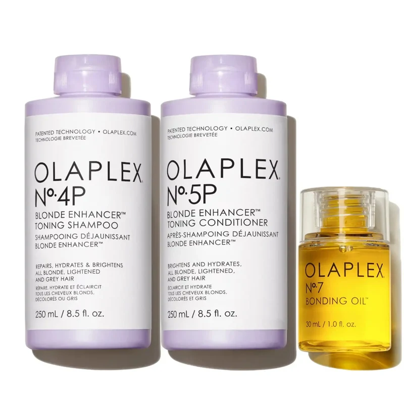 Kit Olaplex Nº.4P + Nº.5P + Nº.7 – Biondo perfetto, capelli protetti