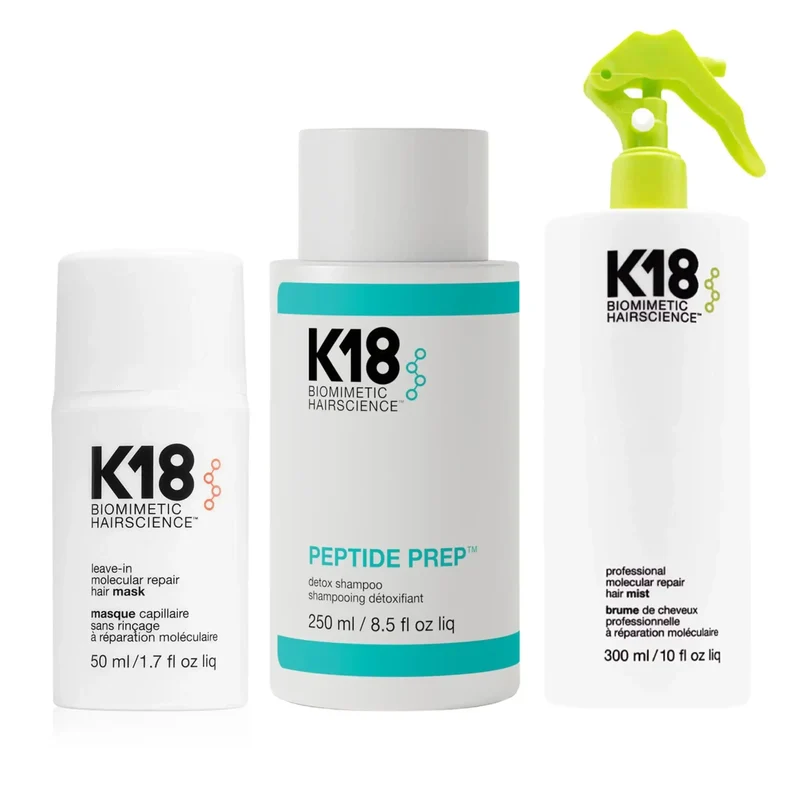 K18 Complete Molecular Repair Set – Detox Shampoo 250 ml + Hair Mask 50 ml + Hair Mist 300 ml