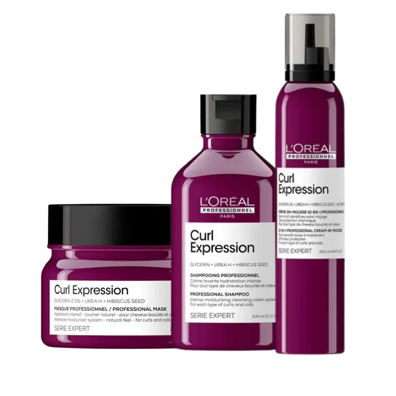 Set L'Oréal Professionnel Curl Expression – Shampoo 300 ml + Maschera 250 ml + Mousse 200 ml