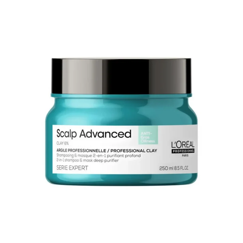 L'Oréal Professionnel Scalp Advanced 2-in-1 Shampoo e Maschera Deep Purifier Clay Anti-Oiliness – 250 ml