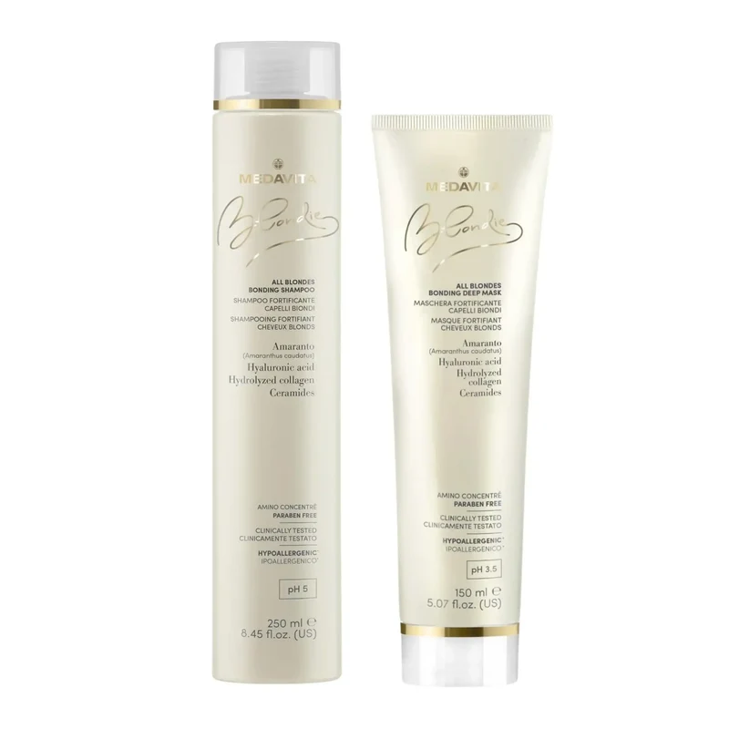 Medavita Blondie All Blondes Shampoo 250ml e Maschera 150ml per Tutti i Capelli Biondi