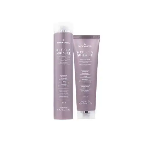 Medavita Keratin Miracle Sleek Hair Set - Shampoo e Maschera Liscianti per Capelli Crespi