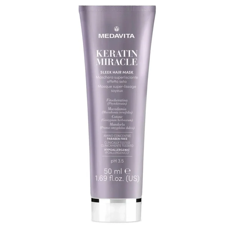 Medavita Keratin Miracle Sleek Hair Mask 50ml - Maschera per Capelli Crespi