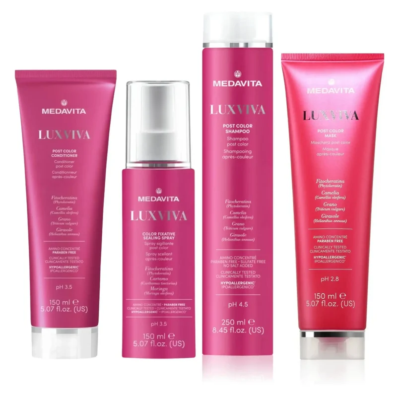 Medavita Luxviva Kit: Routine Completa Post Color per Capelli Colorati e Trattati