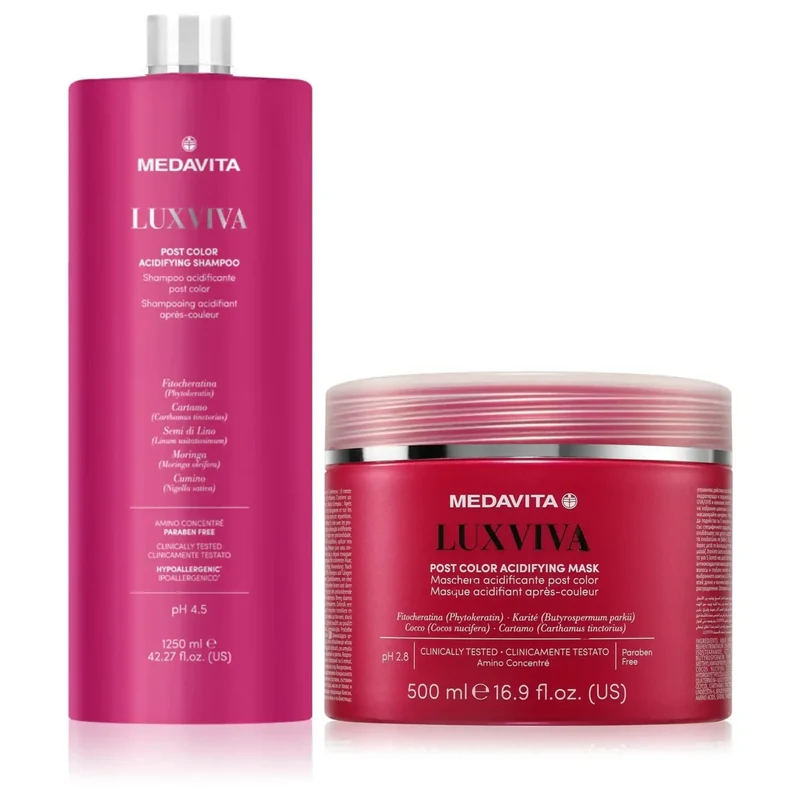Set Medavita Luxviva: Shampoo e Maschera Post Color per Capelli Colorati e Trattati