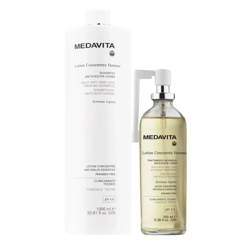 Medavita Lotion Concentree Homme - Set Anticaduta Uomo: Shampoo 1000ml e Lozione 100ml