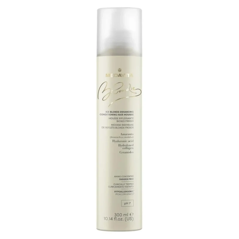 Medavita Blondie Ice Blonde Conditioning Mousse 300ml - Schiuma Riflessante per Capelli Biondi Freddi