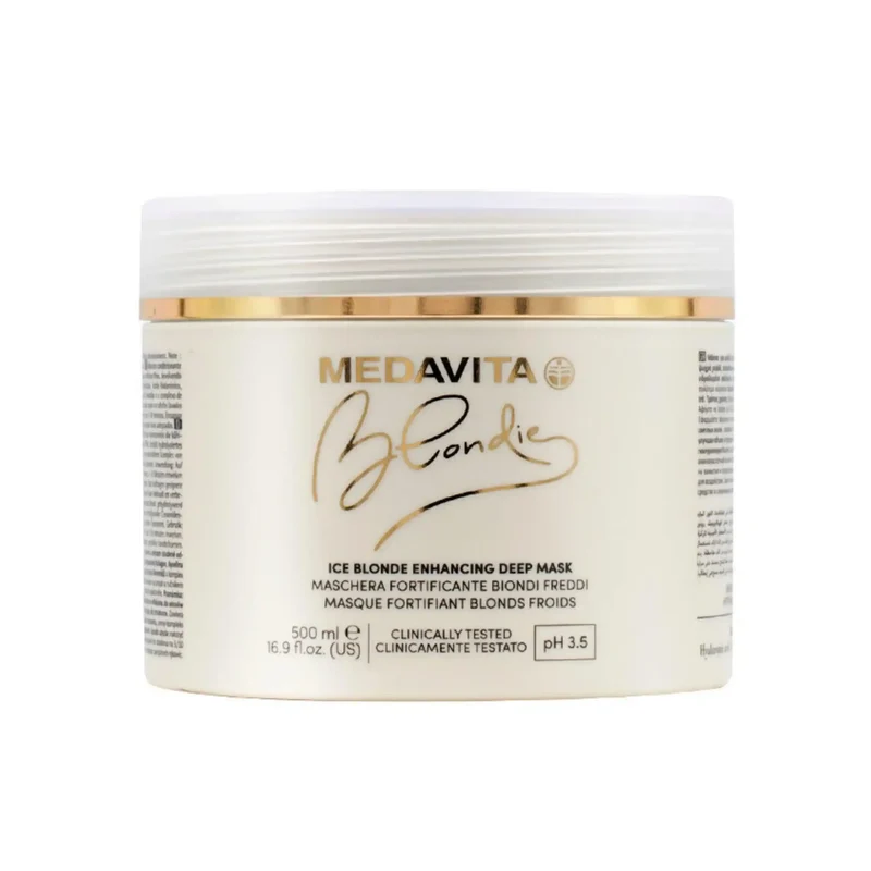 Medavita Blondie Ice Blonde Enhancing Deep Mask 500ml - Maschera Rimpolpante Anti-Giallo per Capelli Biondi Freddi