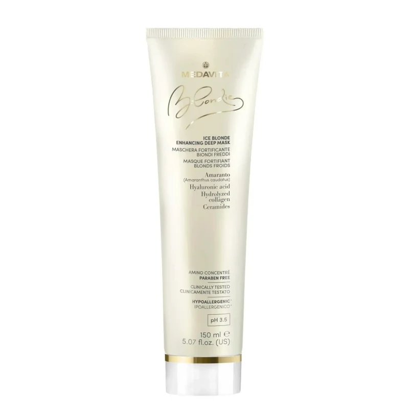 Medavita Blondie Ice Blonde Enhancing Deep Mask 150ml - Maschera Rimpolpante Anti-Giallo per Capelli Biondi Freddi
