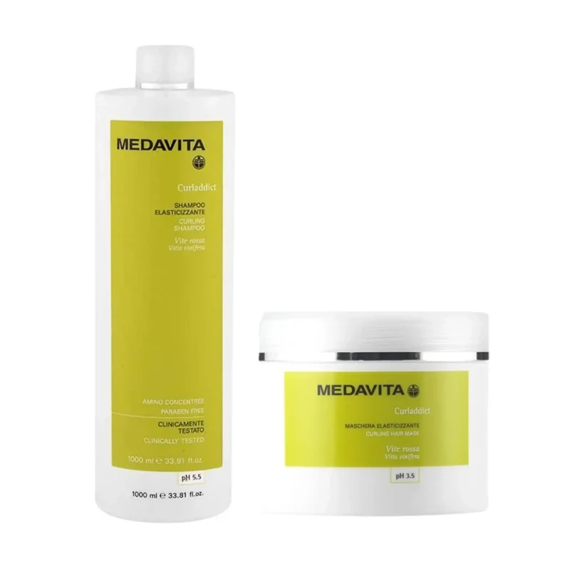Medavita Curladdict Kit Formato Grande: Shampoo 1000ml e Maschera 500ml - Cura Intensiva per Capelli Ricci e Mossi