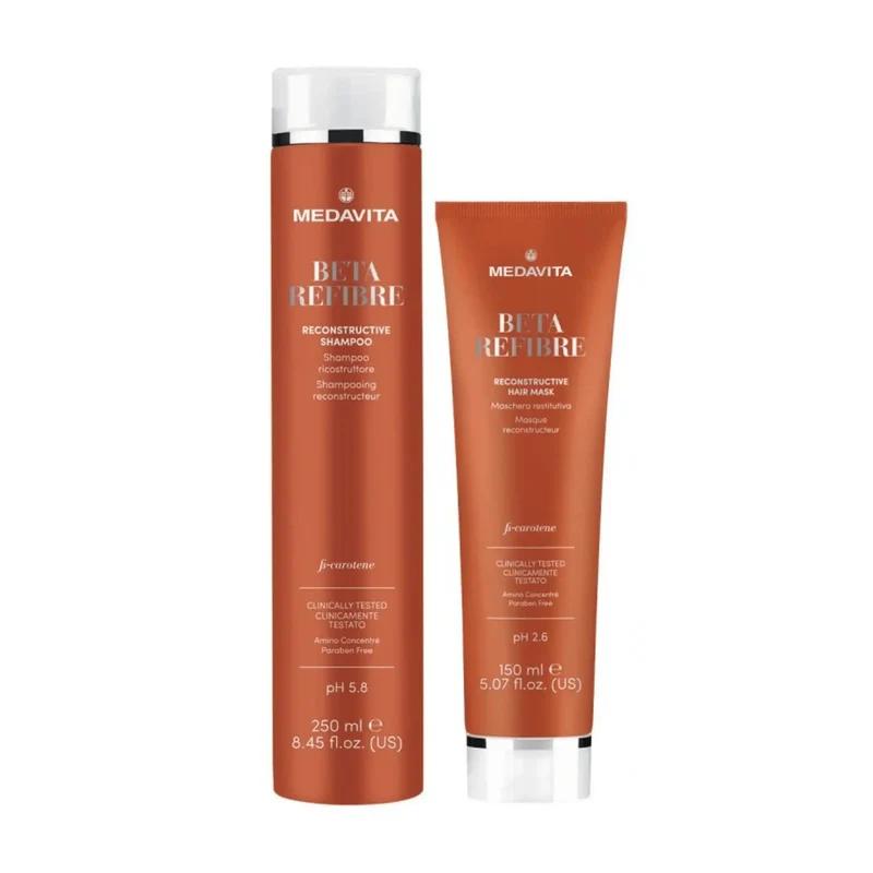 Medavita Beta Refibre Set: Shampoo e Maschera Riparatrice - Per Capelli Danneggiati