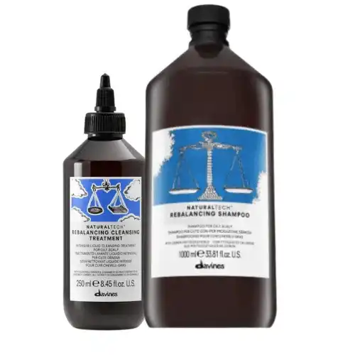 Davines Rebalancing Kit Formato Grande: Shampoo 1000ml e Cleansing Treatment - Per Capelli Grassi e Cuoio Capelluto Oleoso