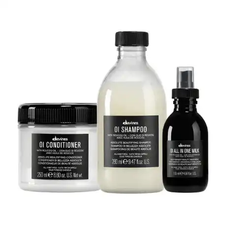 Davines OI Kit Shampoo, Balsamo e All in One Milk - Per Capelli Morbidi, Lucenti e Protetti
