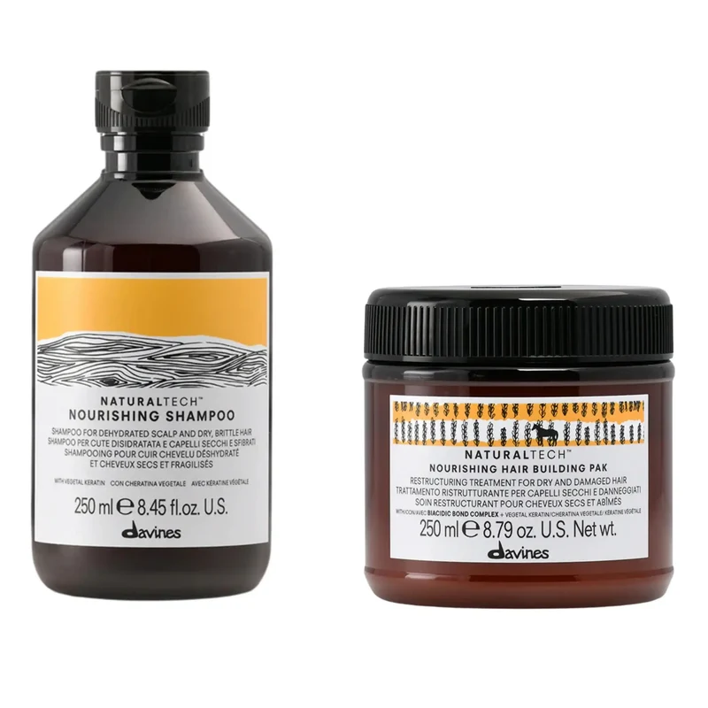 Davines Kit Nourishing Shampoo + Hair Building Pack capelli secchi
