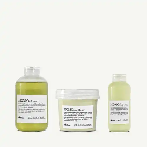 Davines Kit Momo Shampoo, Balsamo e Hair Potion - Routine Idratante per Capelli Secchi