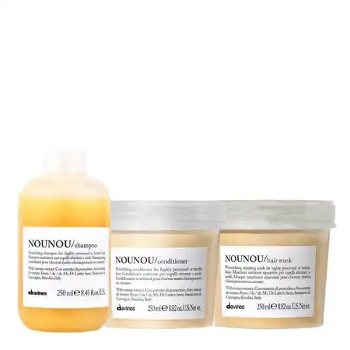 Davines Nounou Kit Shampoo Balsamo e Maschera 250ml per capelli danneggiati dal colore