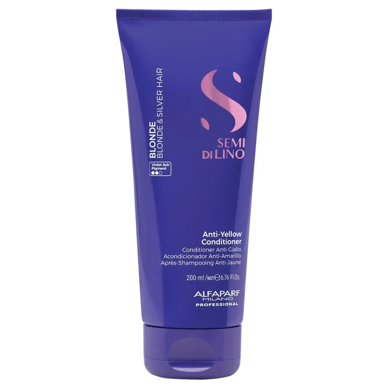 Alfaparf Semi di Lino Anti-Yellow Conditioner 200ml - Balsamo Anti-Giallo per Capelli Biondi e Grigi