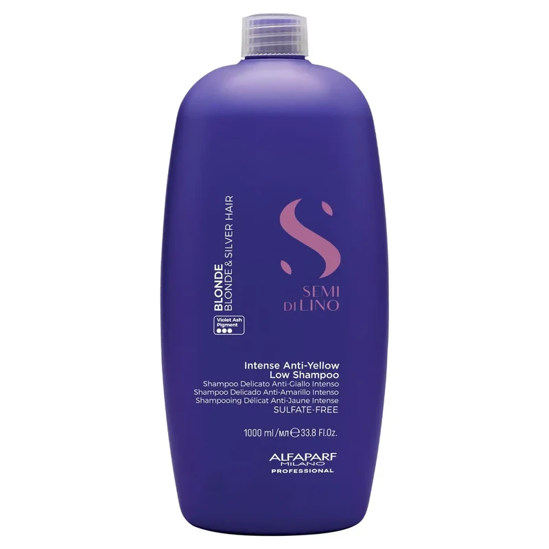 Alfaparf Semi di Lino Anti-Yellow Low Shampoo 1000ml - Shampoo Anti-Giallo per Capelli Biondi e Silver