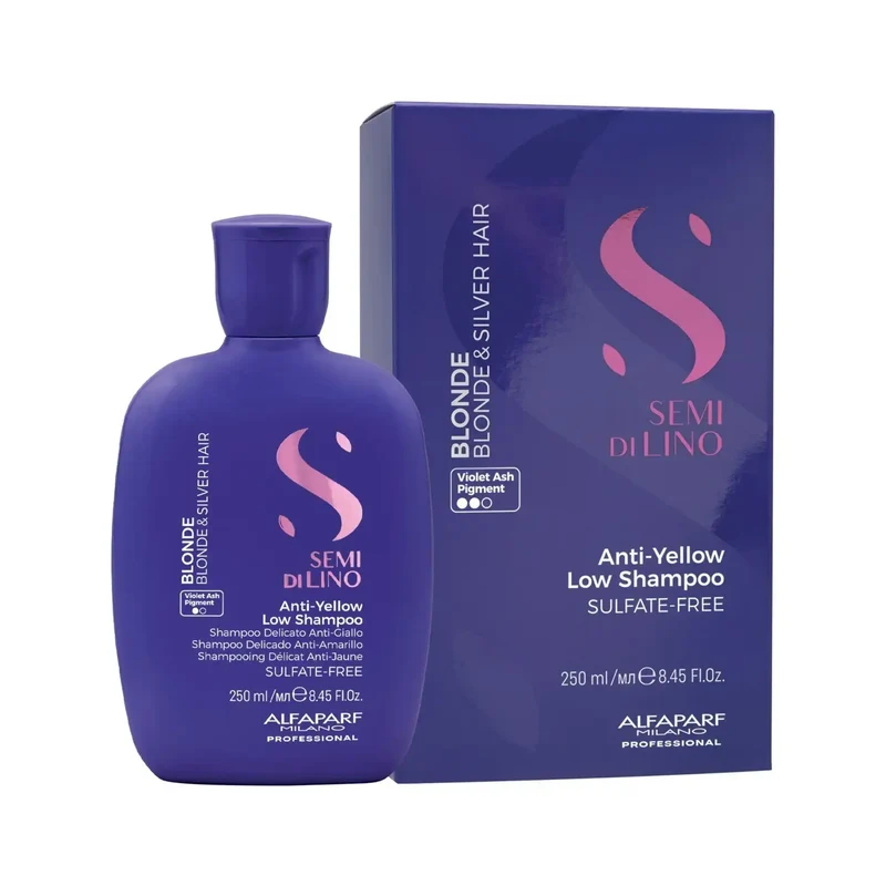 Alfaparf Semi di Lino Anti-Yellow Low Shampoo 250ml - Shampoo Anti-Giallo per Capelli Biondi e Silver