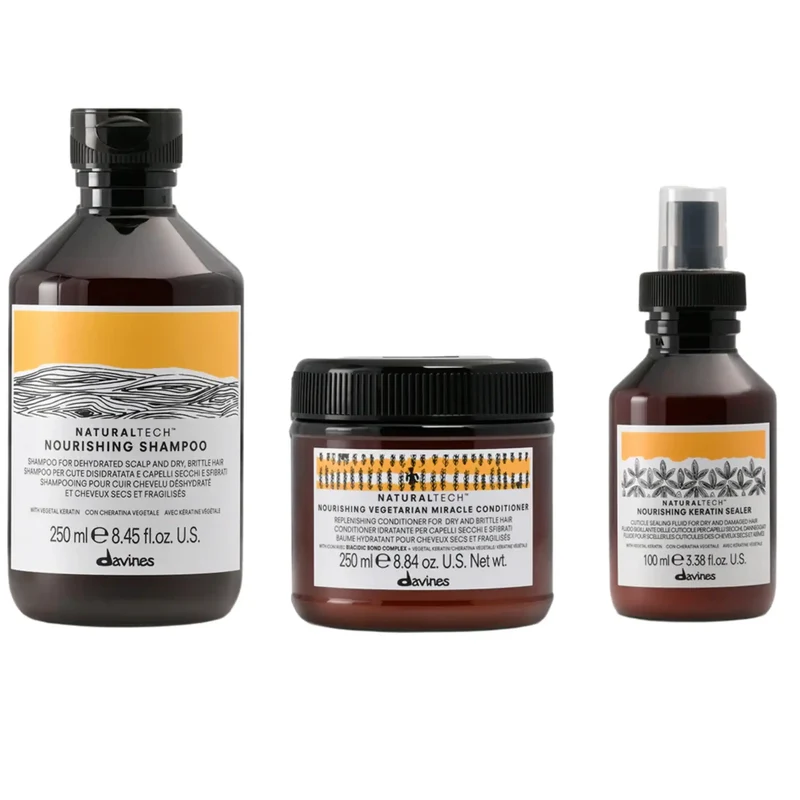 Davines Kit Nourishing Shampoo + Balsamo + Keratin Sealer capelli secchi