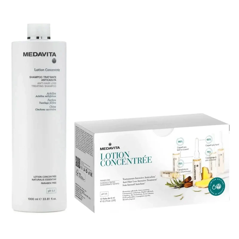 Medavita Set Anticaduta Shampoo 1000ml e Fiale Anticaduta Donna