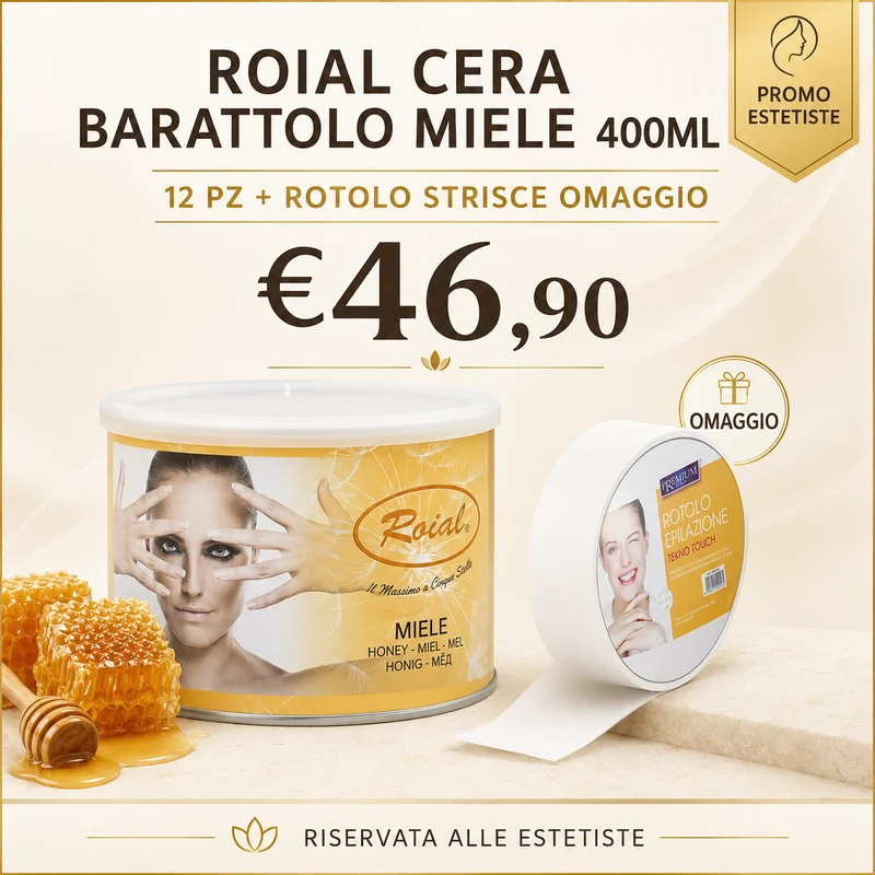 ROIAL CERA BARATTOLO 400ML 12 PZ + ROTOLO STRISCE OMAGGIO
