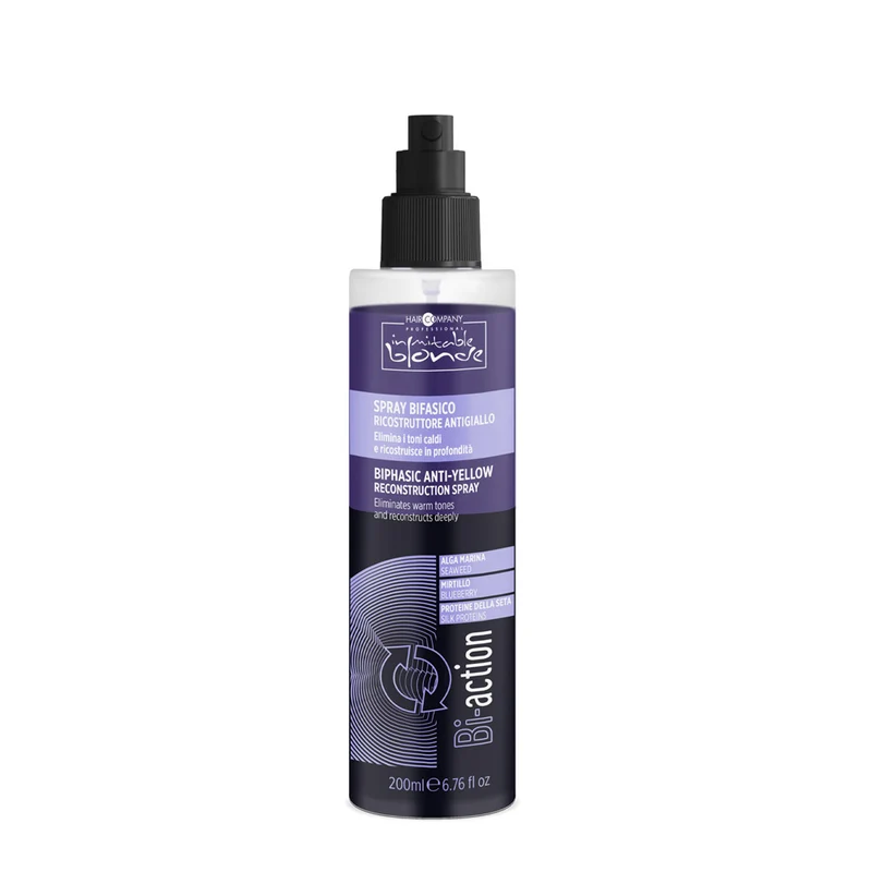 Hair Company Inimitable Blonde Biphasic Anti-Yellow Reconstruction Spray 200ml - spray bifasico ricostruttore antigiallo