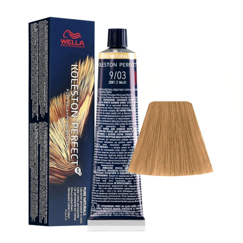 Wella Koleston Perfect Me+ Pure Naturals 9/03 Biondo Chiarissimo Naturale Dorato 60ml - colorazione permanente