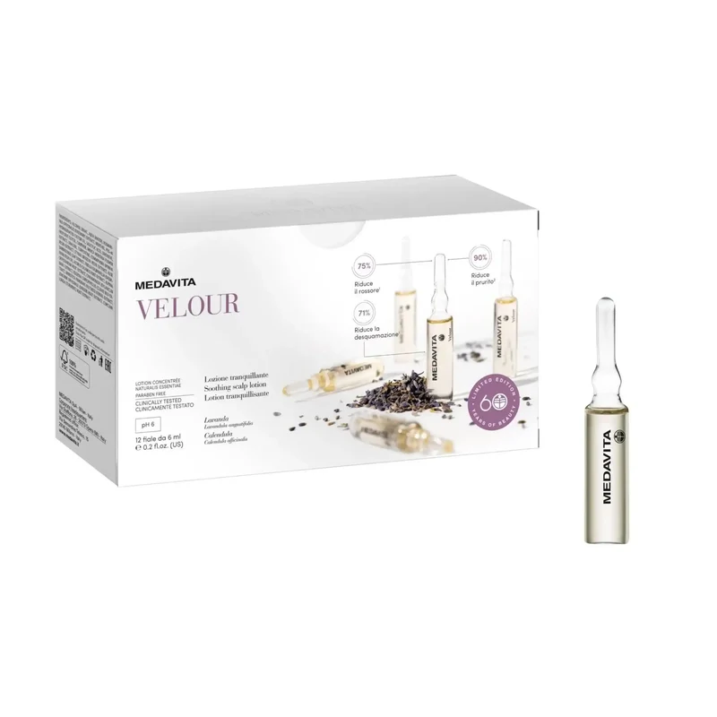Medavita Velour Lozione Tranquillante 12x6ml – Fiale Calmanti per la Cute Sensibile e Irritata