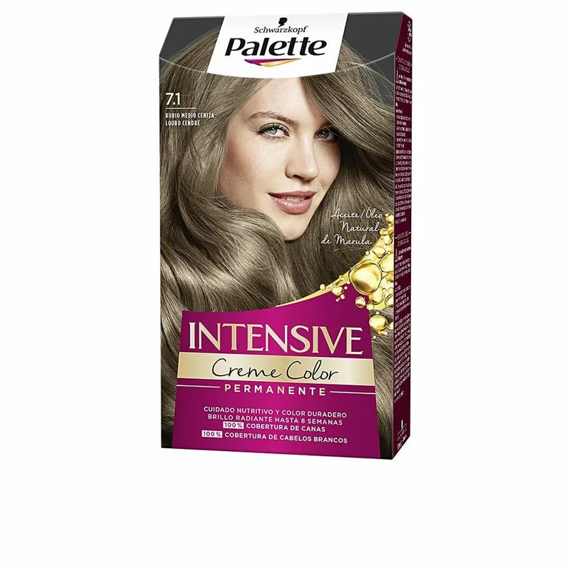 Pysyvä väriaine Schwarzkopf Palette Intensive Nº 7.1-Rubio Medio Ceniza (1 osaa)