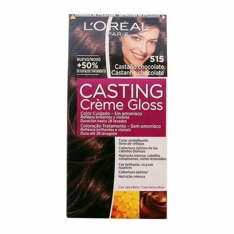 Väriaine ei sisällä ammoniakkia L'Oreal Make Up Casting Creme Gloss Suklaansävyinen kastanjanruskea Nº 515-Chocolate Helado 180