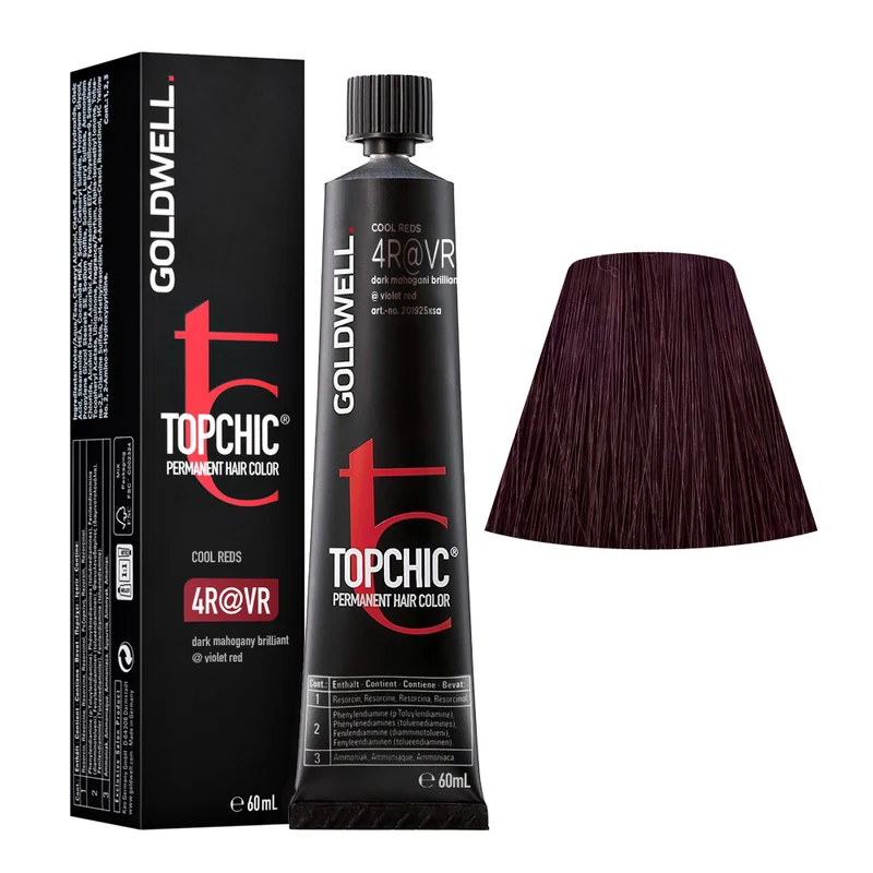 Goldwell Topchic Tube 4R@VR Medium Brown Elumenated Red Violet 60ml - colore permanente in tubo