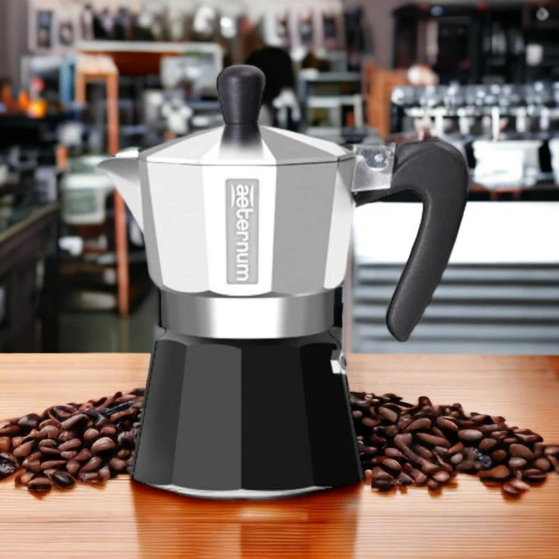 Caffettiera Aeternum Black Pearl Duo 1 e 3 Tazze Moka Espresso