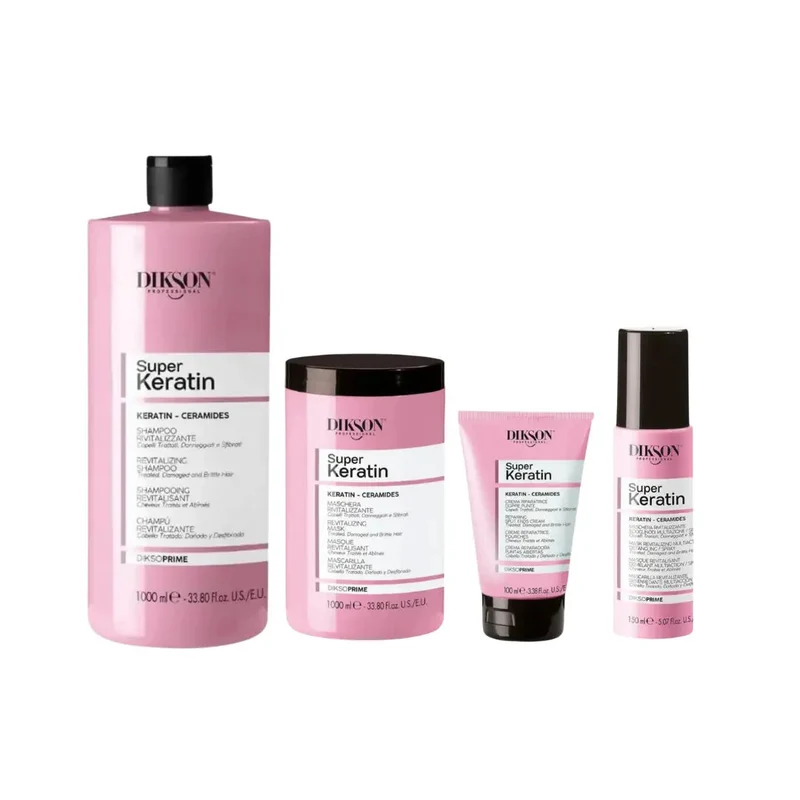 DIKSON PRIME KIT KERATIN SHAMPOO+MASK+FLUIDO+CREMA DOPPIE PUNTE