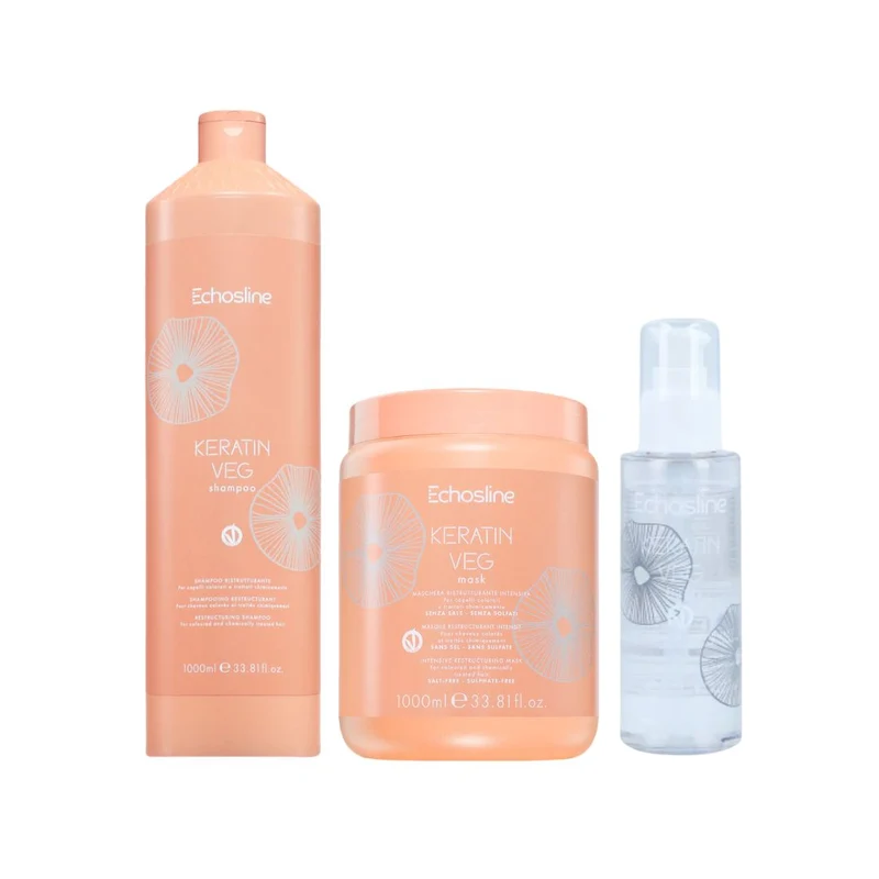 ECHOS LINE KIT KERATIN SHAMPOO 1000ml + MASK 1000ml + FLUIDO 100ml