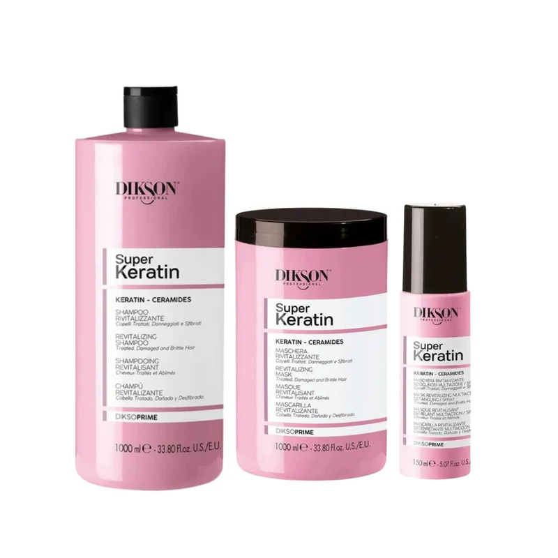 DIKSON PRIME KIT KERATIN SHAMPOO 1000ml + MASK 1000ml + SPRAY SCIOGLINODI 150ml